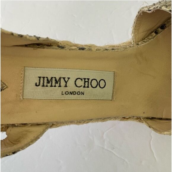 Jimmy Choo Phoenix Platform Wedge Snake Embossed Leather Straps Size 41 US 11 - Picture 8 of 15